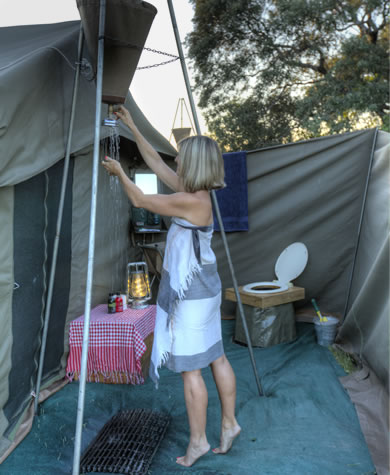 Okavango Expeditions guest tent bathroom