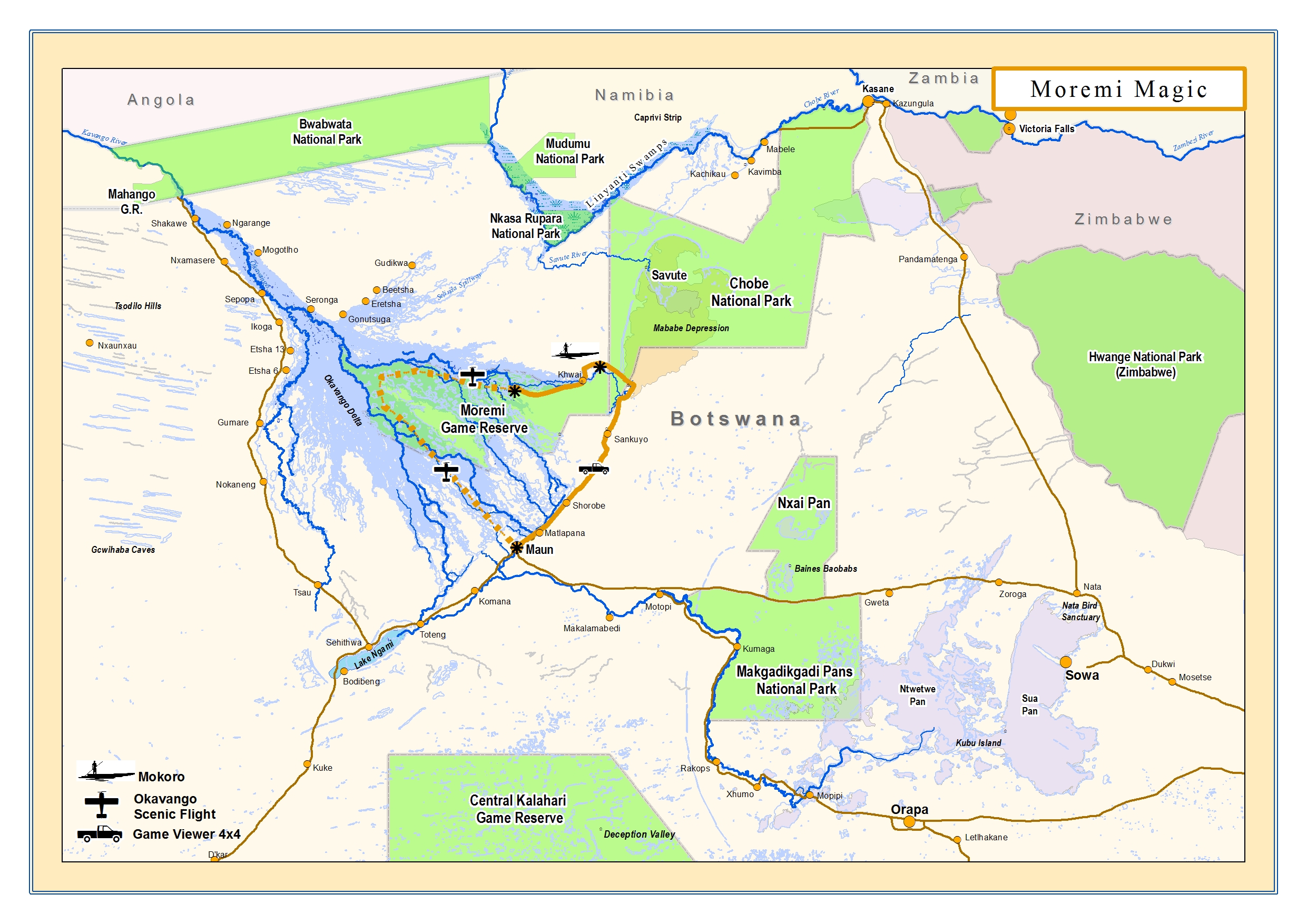 Okavango Expeditions Moremi Magic map